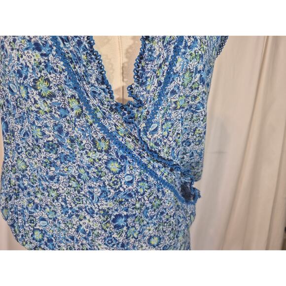 Poupette St. Barth Womens Estelle Blue Mayflower Mini Dress Medium - Picture 15 of 15